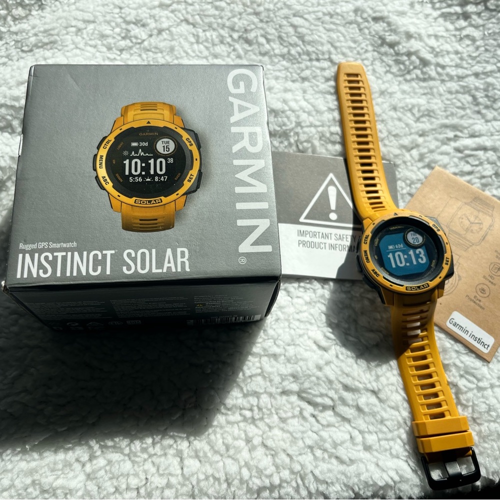 Garmin Instinct Solar Rugged GPS Smartwatch - Yellow/Black